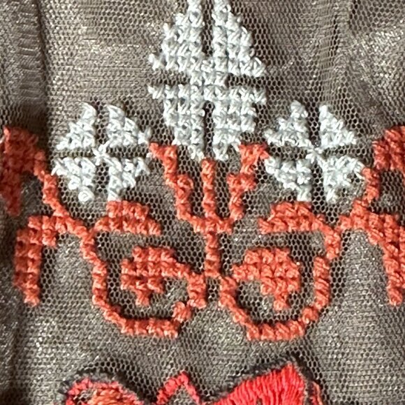 Anthropologie Yoana Baraschi Coffee Orange White Embroidered Skirt Women's SZ 4 - Picture 5 of 10